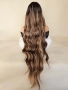 Дълга кафява къдрава перука на кичури с бретон, снимка 5