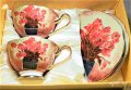 Красиви чаши за кафе с цветя от костен порцелан, снимка 13