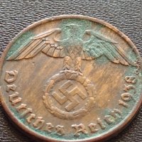 Две монети 1 райхспфенинг 1942г. / 2 райхспфенинг 1938г. Трети райх с СХВАСТИКА редки 31555, снимка 13 - Нумизматика и бонистика - 40649479