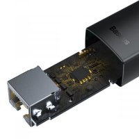 Лан Карта кабелна USB Baseus WKQX000101 Мрежови адаптер USB към RJ-45 1Gbps Черен, снимка 4 - Кабели и адаптери - 38181319