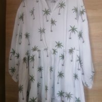 H&M бяла рокля на палми, снимка 1 - Рокли - 37865522
