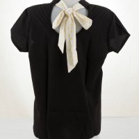 Черна дамска блуза с панделка марка 1st Somnium, снимка 2 - Тениски - 36892263