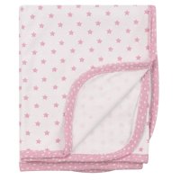 Одеяло за кошара Pink Stars, Памук, Екрю/ розово, 90x80 см, снимка 1 - Спални чували за бебета и деца - 40729847