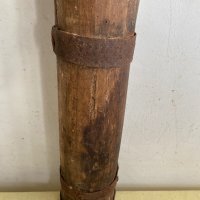 Стара, дървена бучка с метален обков, снимка 5 - Антикварни и старинни предмети - 43924626