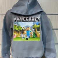 Нов детски суичър в тъмносив цвят с дигитален печат MINECRAFT, снимка 3 - Детски анцузи и суичери - 38507018