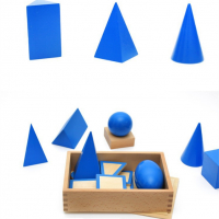 Сини геометрични тела Монтесори в кутия с поставки и знаци , снимка 9 - Образователни игри - 36478729
