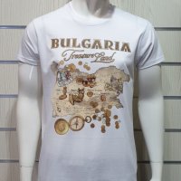 Нова бяла мъжка тениска с трансферен печат България - Treasure Land (Земя на съкровищата), снимка 1 - Тениски - 28213431