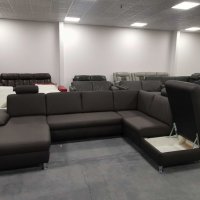 Кафяво-сив кожен ъглов диван с функция ракла "CARO", снимка 4 - Дивани и мека мебел - 39954736