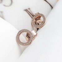 Pandora обеци в розово злато Sparkling Circle Stud Earrings, снимка 3 - Гривни - 26505364