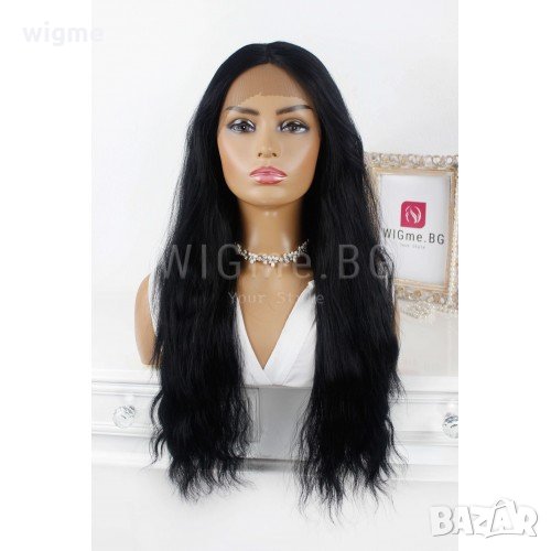 Дълга черна чуплива лейс фронт перука Линда, снимка 1