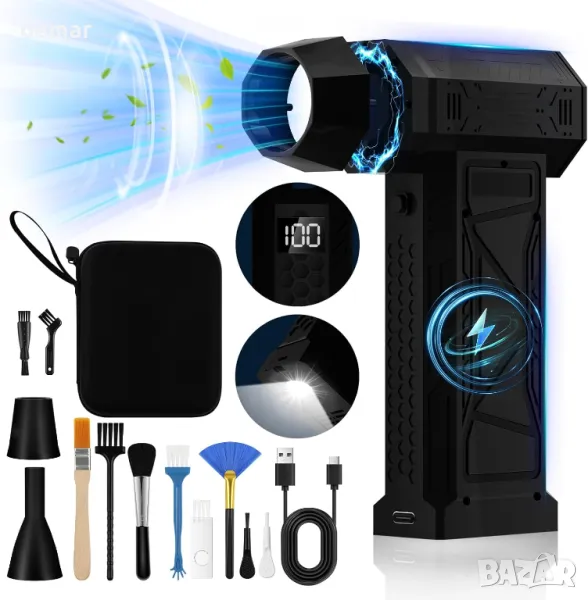 Електрическа духалка със сгъстен въздух и LED дисплей, 180000 об/мин акумулаторна, снимка 1