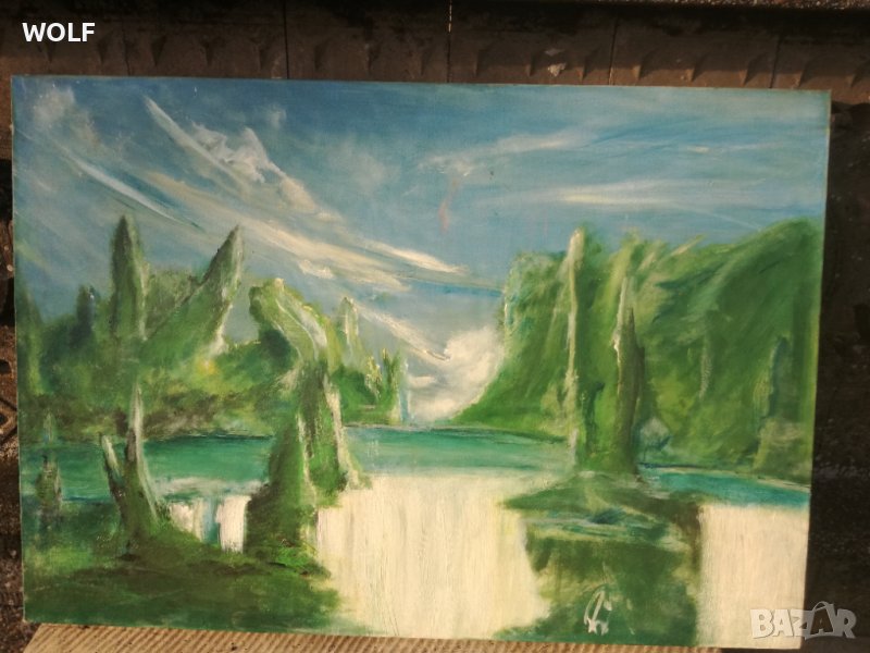 Art Deco Масло бои платно 100-70см авторска от германия, снимка 1