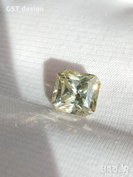 Промоция Уникален Топ Фенси бял шампанско 3+ карата Диамант Мойсанит Diamond Moissanite, снимка 1