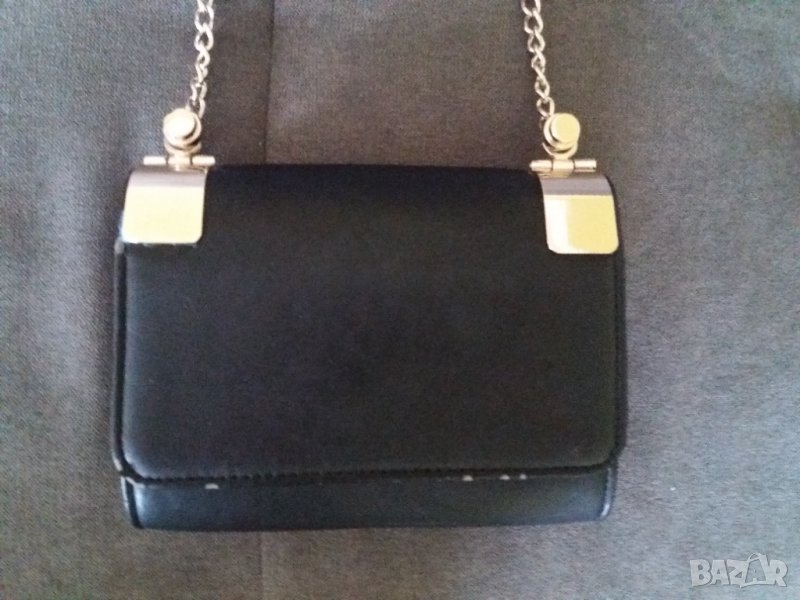 Дамска малка черна чантичка с дълъг синджир, снимка 1