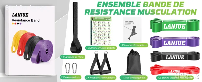 Комплект спортни еластични ленти 4 бр. , снимка 1