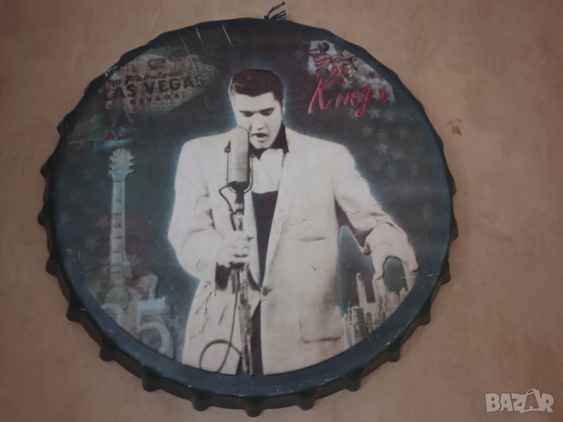 The KING Elvis Presley- автентична табела(тип бирена капачка), снимка 1