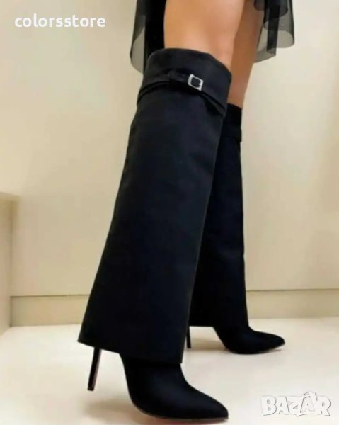 Ботуши на ток - черен велур - KD100, снимка 1