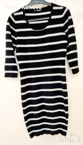 Елегантна рокля.Сребристо и черно рае., снимка 1