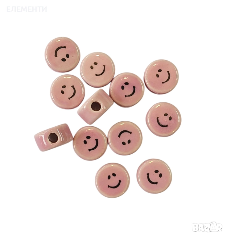 Глазирани Керамични Мъниста УСМИВКА, снимка 1