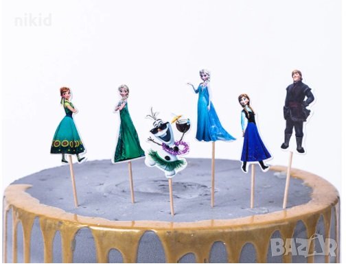 24 бр Замръзналото Кралство Елза Анна Олаф Коктейл топери клечки декорация за сладки мъфини торта, снимка 1