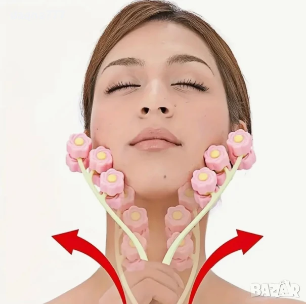 Лицев масажор, Масажор за лице, Масажен валяк тип цвете за V-образно лице, стягане и укрепване, снимка 1