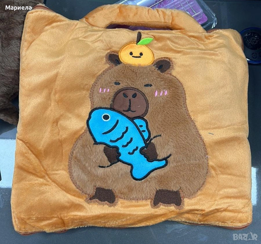 Мека капибара възглавничка 2-в-1 – играчка и одеяло за гушкане, снимка 1