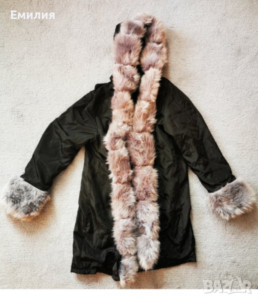 Дълга дамска есенна парка с пух, S, снимка 1