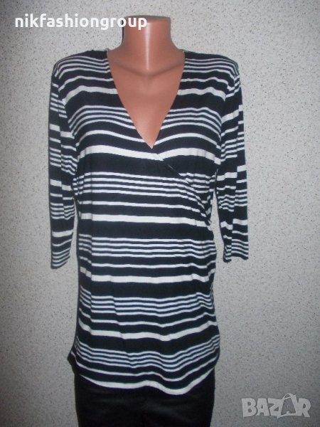Туника черно и бяло райе Прегърни ме, XL размер, снимка 1