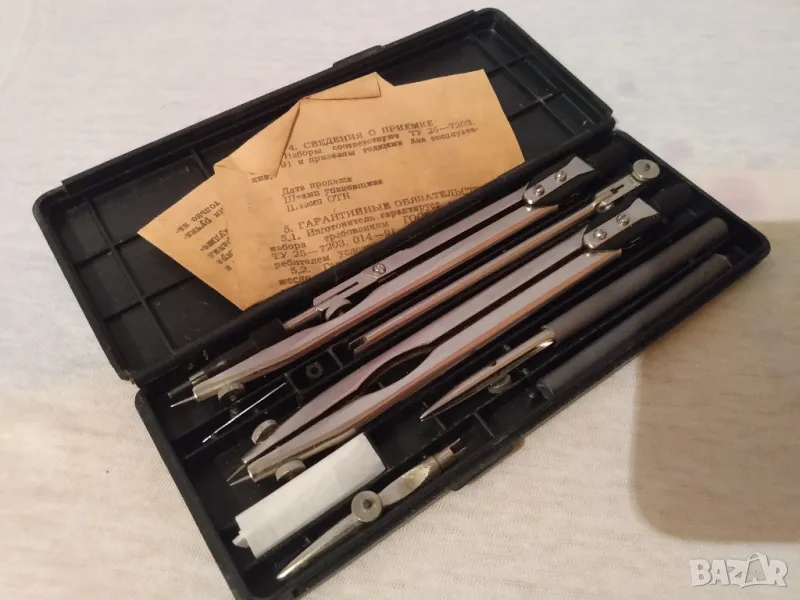 Комплект руски пергели-набор чертожньiй НЧК-9-Т-02, снимка 1