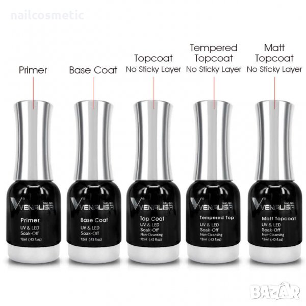 12мл Venalisa UV LED База , топ , обезмасител , мат , топ с подсилен блясък, снимка 1