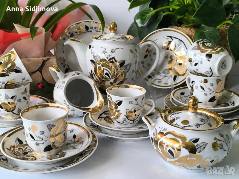 Руски порцелан сервиз за кафе Вербилки , снимка 1