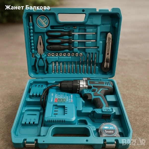 Комплект акумулаторен винтоверт – 30 части, снимка 1