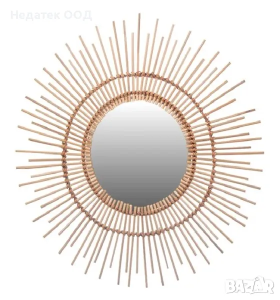  Слънчево бамбуково огледало, Бежов, Ø55см , снимка 1