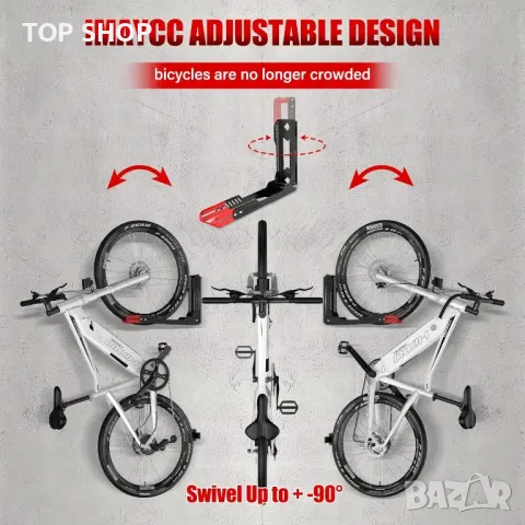 IMAYCC Въртяща се стойка за стена за велосипед, вертикална регулируема, снимка 5 - Аксесоари за велосипеди - 49971272