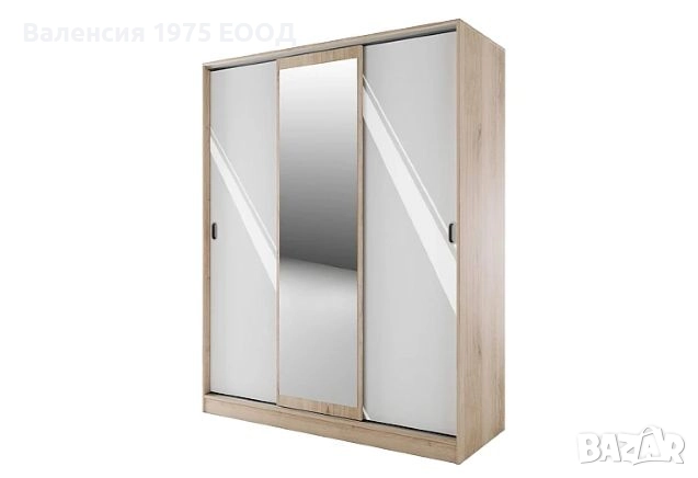 Гардероб с плъзгащи врати, огледало и вътр. чекм. Сити 1006 сонома,орех или комбинация бяло/ арвен, снимка 9 - Гардероби - 18790429