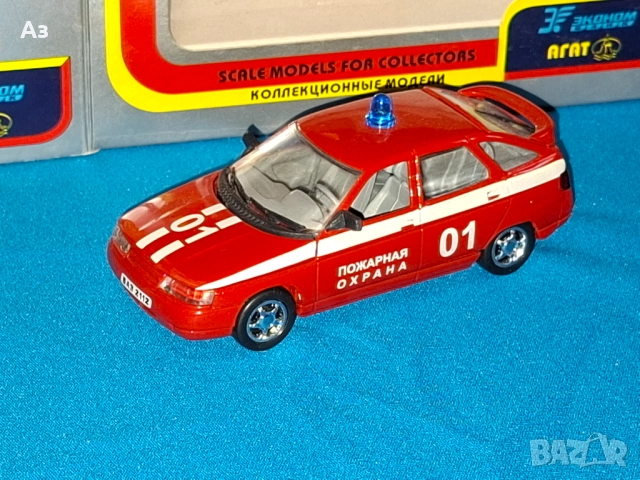 Руски метален модел на кола Лада ВАЗ 2112 Пожарна Охрана в мащаб 1:43 Made in Russia