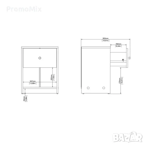Нощно шкафче Tvilum Portland 7033149 дървен шкаф с чекмедже и рафт Мебел , снимка 13 - Шкафове - 48142601