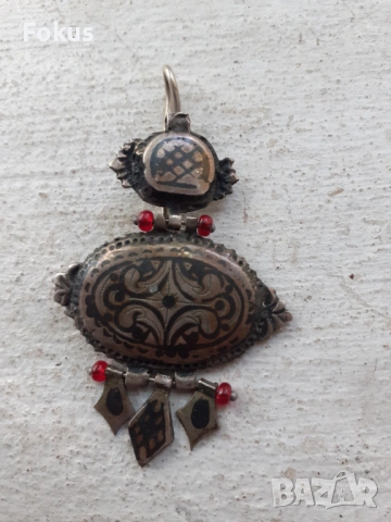 Възрожденски накит обица ниело, снимка 2 - Антикварни и старинни предмети - 53410271
