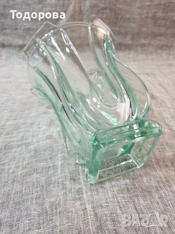Голяма ретро ваза от дебело цветно стъкло, снимка 4 - Антикварни и старинни предмети - 47652741