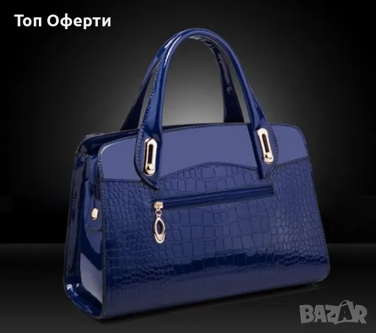 Комплект от 3 бр. лачени дамски чанти в различен размер, снимка 7 - Чанти - 47752293