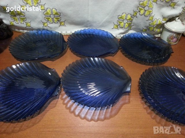 Стъклени чинии кобалт , снимка 2 - Антикварни и старинни предмети - 43356502