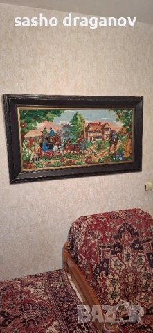 Голям гоблен - ръчно шит, снимка 6 - Други ценни предмети - 52320486