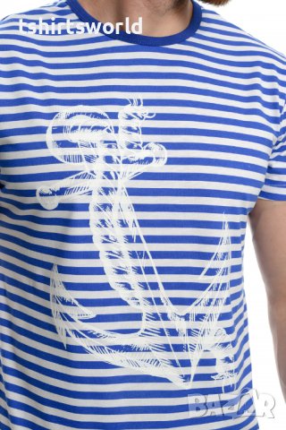 Нова мъжка класическа моряшка тениска с Голяма Котва, снимка 2 - Тениски - 37662292