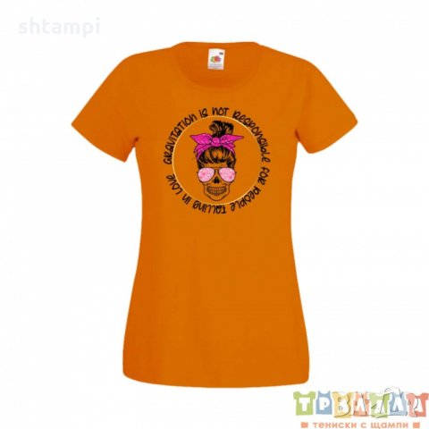 Дамска тениска Свети Валентин Valentines Day Gravitation is Not Responsible for People Falling in Lo, снимка 2 - Тениски - 35622041