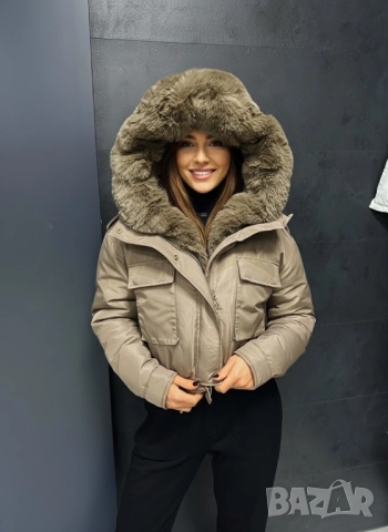 Уникално късо зимно яке с пух три цвята , снимка 12 - Якета - 47977264