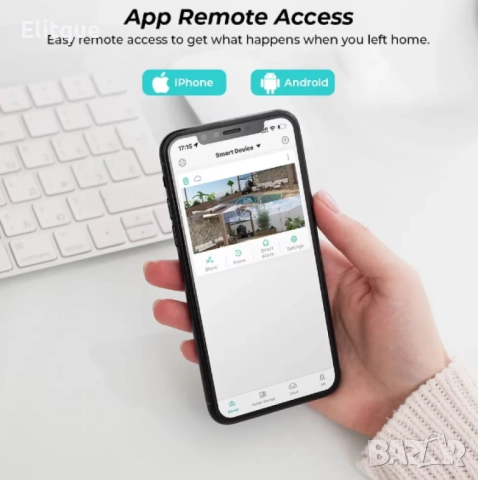 Камера за наблюдение 4K Ultra HD,8MP,датчик за движение,нощно виждане,двупосочна аудио връзка,водоус, снимка 4 - Други - 52786942