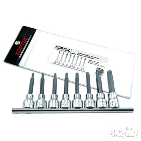 TOPTUL вложки торкс с отвор 8 части удължени