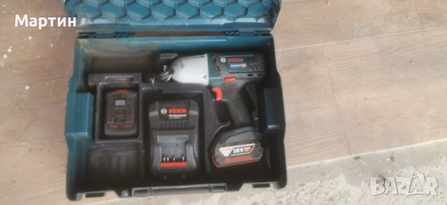 )BOSCH GDS 18 V-Li HT Professional Акумулаторен ударен гайковерт 18 V 2x5 Ah 650 Nm 1/2