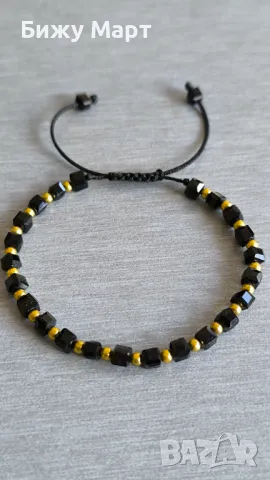 Гривна на конец със кристали и златна мъниста , снимка 6 - Гривни - 50385145