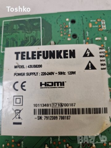 Main board 17MB130P TV TELEFUNKEN 43UB8200, снимка 3 - Части и Платки - 43973769